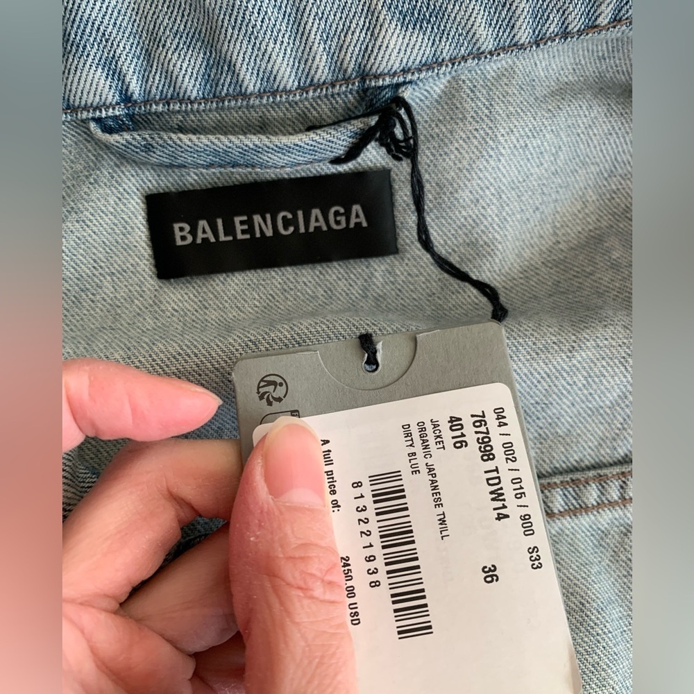 Balenciaga women logo crystalline cropped denim jacket NWT - Picture 7 of 10
